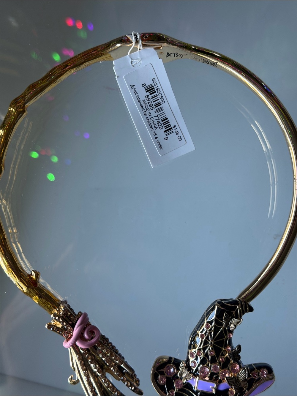 Betsey Johnson Witch Broom Web Hat Hinge Collar Statement Necklace Halloween - Picture 8 of 15